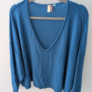 Pilcro Anthropologie Cashmere Teal Blue Sweater 2X Mint